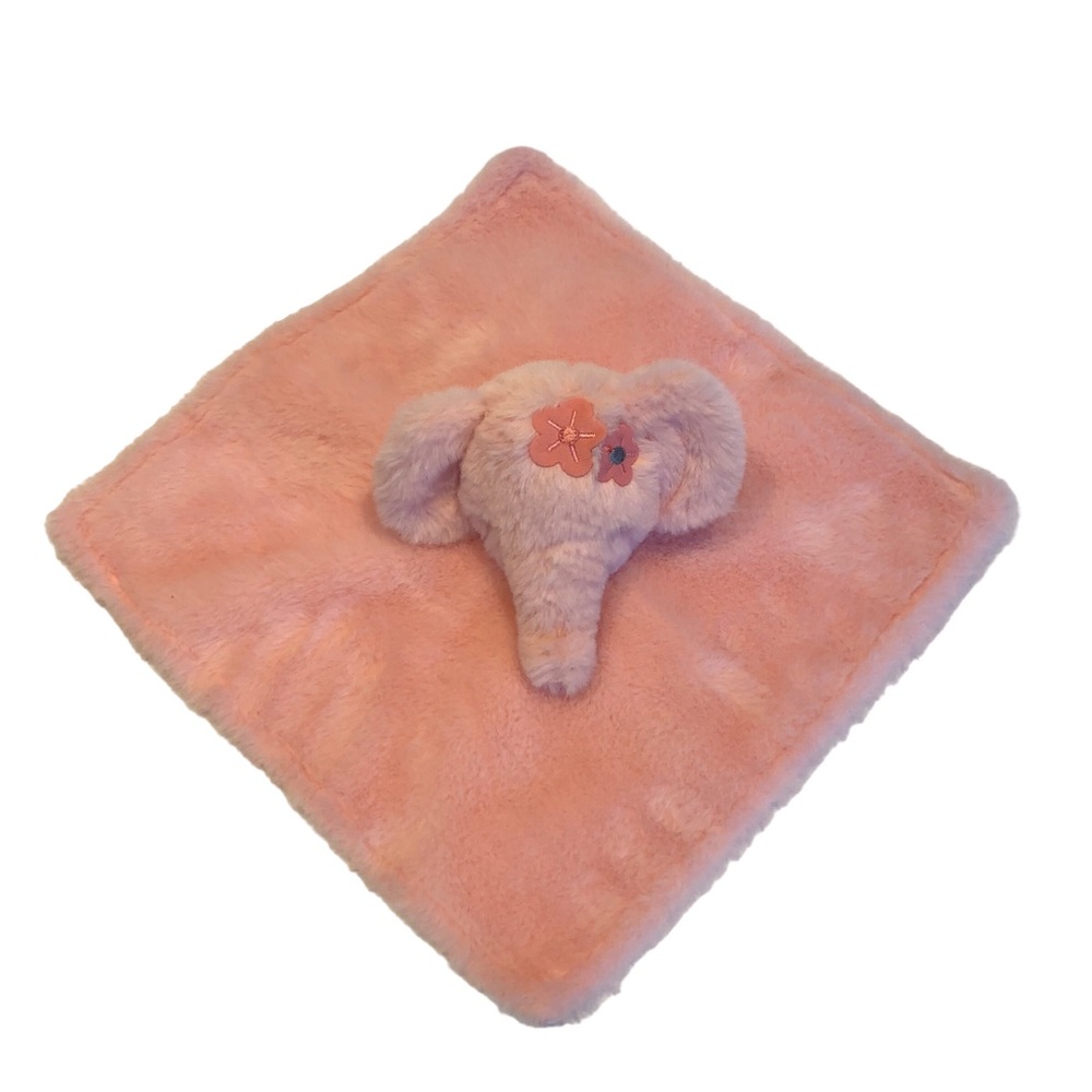 Parents Choice Pink Elephant blanket Lovey Woobie Plush Satin Floral Security